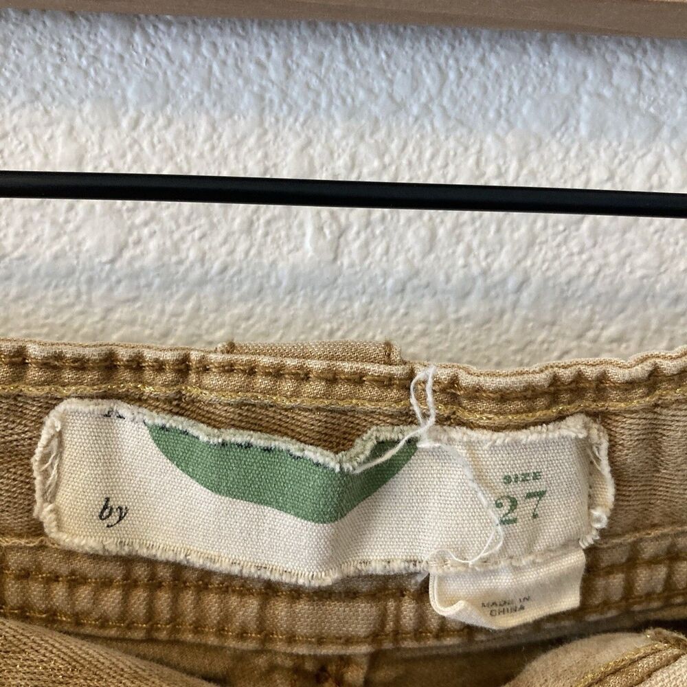By Anthropologie Pants Size 27 Khaki The Wanderer Cotton Linen Blnd Straight Leg - Picture 5 of 15